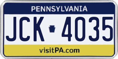 PA license plate JCK4035