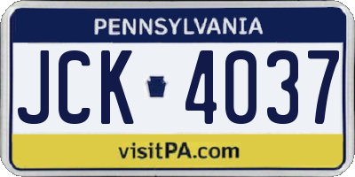 PA license plate JCK4037
