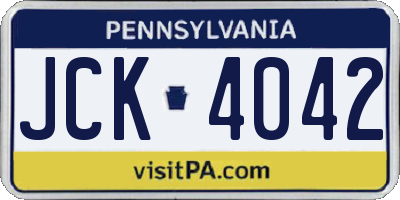 PA license plate JCK4042