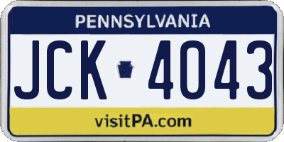 PA license plate JCK4043