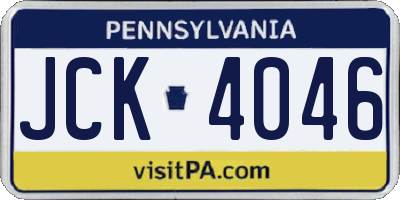 PA license plate JCK4046