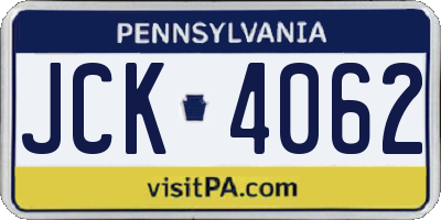 PA license plate JCK4062