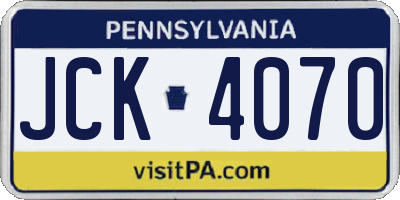 PA license plate JCK4070