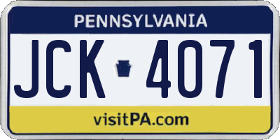 PA license plate JCK4071
