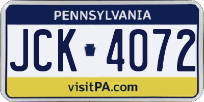 PA license plate JCK4072