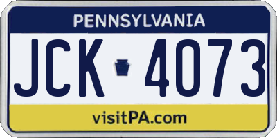 PA license plate JCK4073
