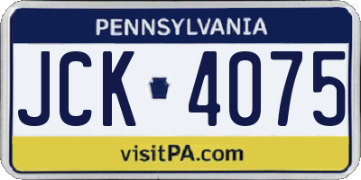 PA license plate JCK4075