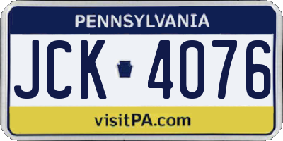PA license plate JCK4076