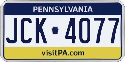 PA license plate JCK4077