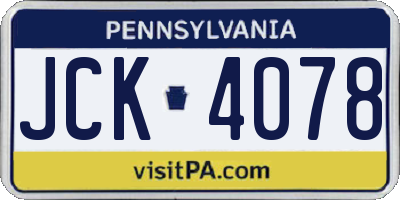 PA license plate JCK4078