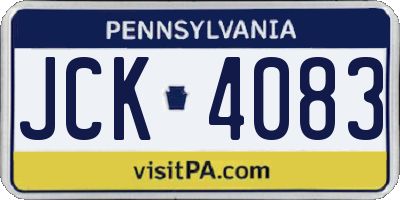 PA license plate JCK4083