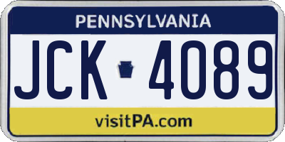 PA license plate JCK4089