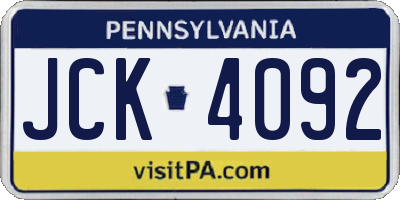 PA license plate JCK4092