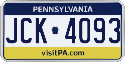 PA license plate JCK4093