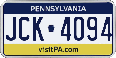PA license plate JCK4094