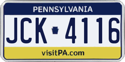 PA license plate JCK4116