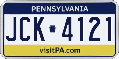 PA license plate JCK4121