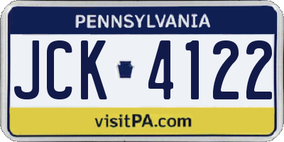 PA license plate JCK4122