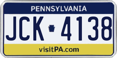 PA license plate JCK4138