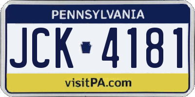 PA license plate JCK4181