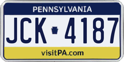 PA license plate JCK4187