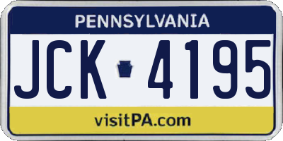 PA license plate JCK4195