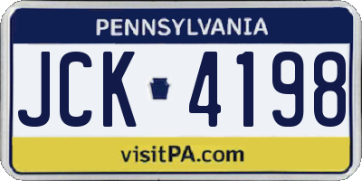 PA license plate JCK4198