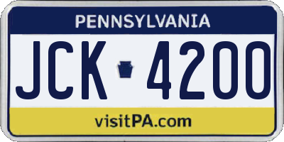 PA license plate JCK4200