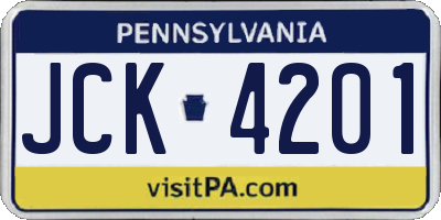 PA license plate JCK4201
