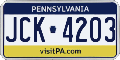 PA license plate JCK4203