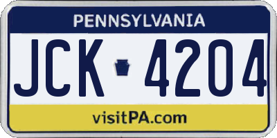 PA license plate JCK4204