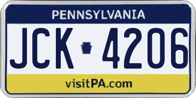 PA license plate JCK4206