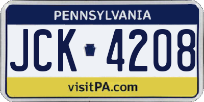 PA license plate JCK4208