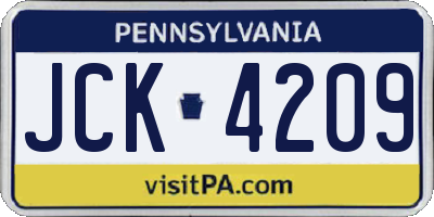 PA license plate JCK4209