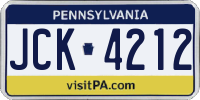 PA license plate JCK4212