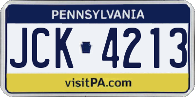 PA license plate JCK4213