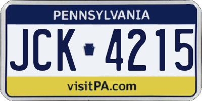 PA license plate JCK4215