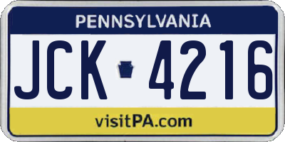 PA license plate JCK4216