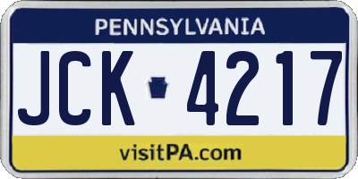 PA license plate JCK4217