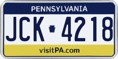 PA license plate JCK4218