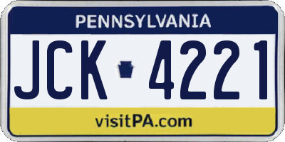PA license plate JCK4221