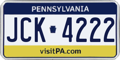 PA license plate JCK4222