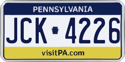 PA license plate JCK4226