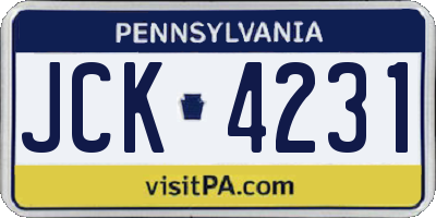 PA license plate JCK4231