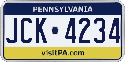 PA license plate JCK4234