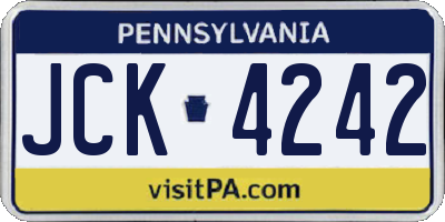 PA license plate JCK4242