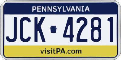 PA license plate JCK4281