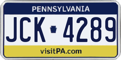 PA license plate JCK4289