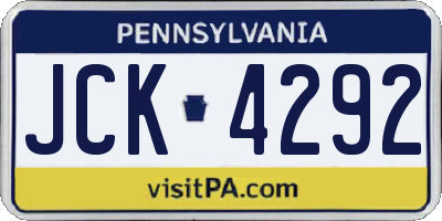 PA license plate JCK4292