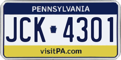 PA license plate JCK4301